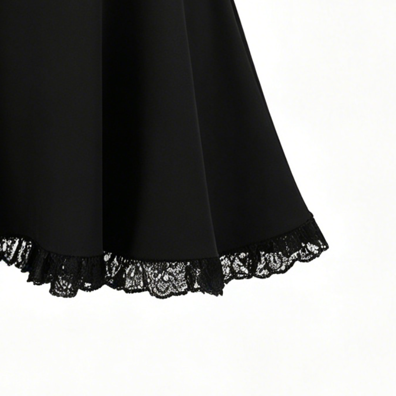 Pure color lace little black dress